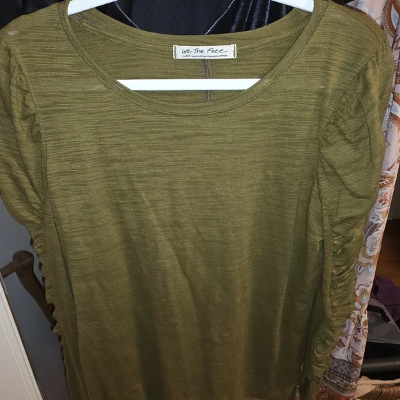 We The Free Natasha Ruched Long Sleeve Top Olive Green Size Large - Picture 4 of 4